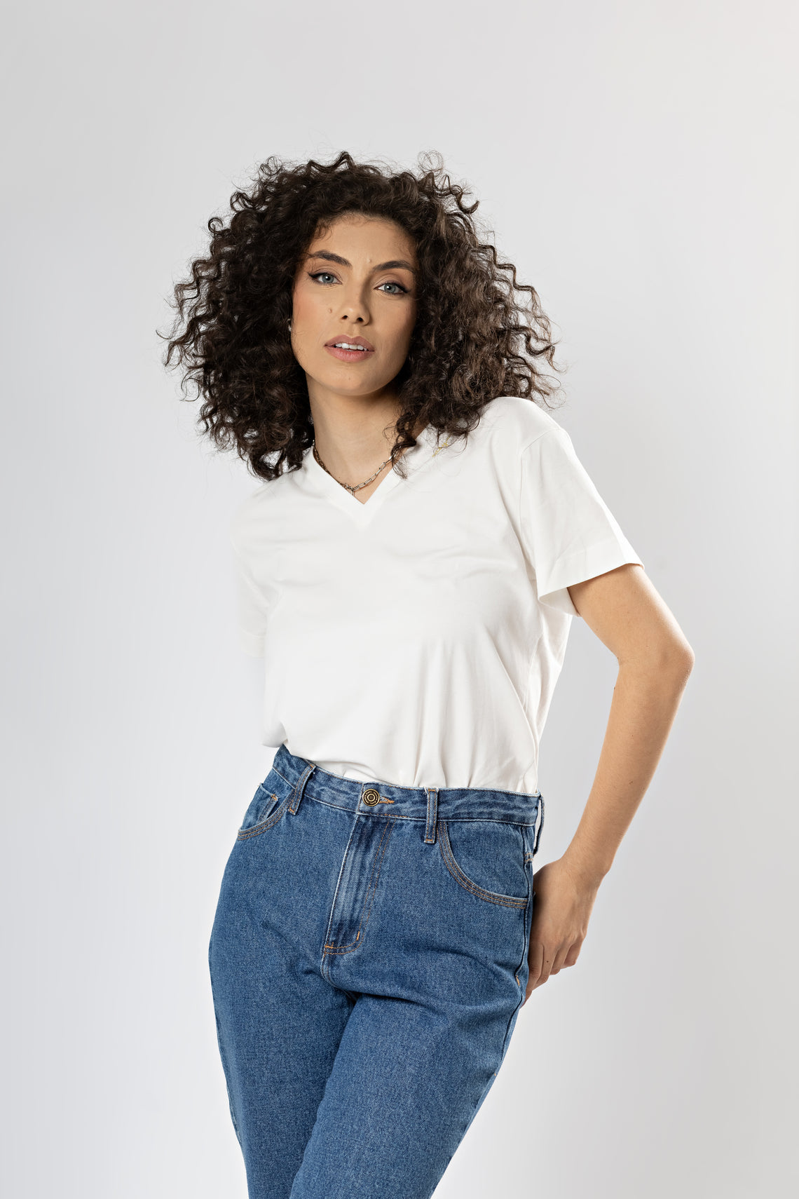 Camiseta Básica Easy Gola V Algodão Egípcio