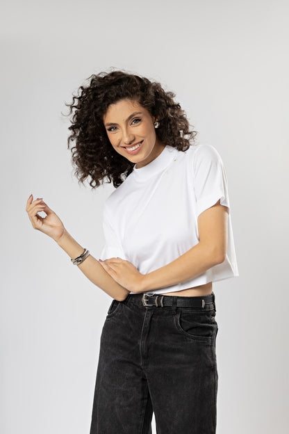 Camiseta Básica Easy Gola Alta Algodão Egípcio