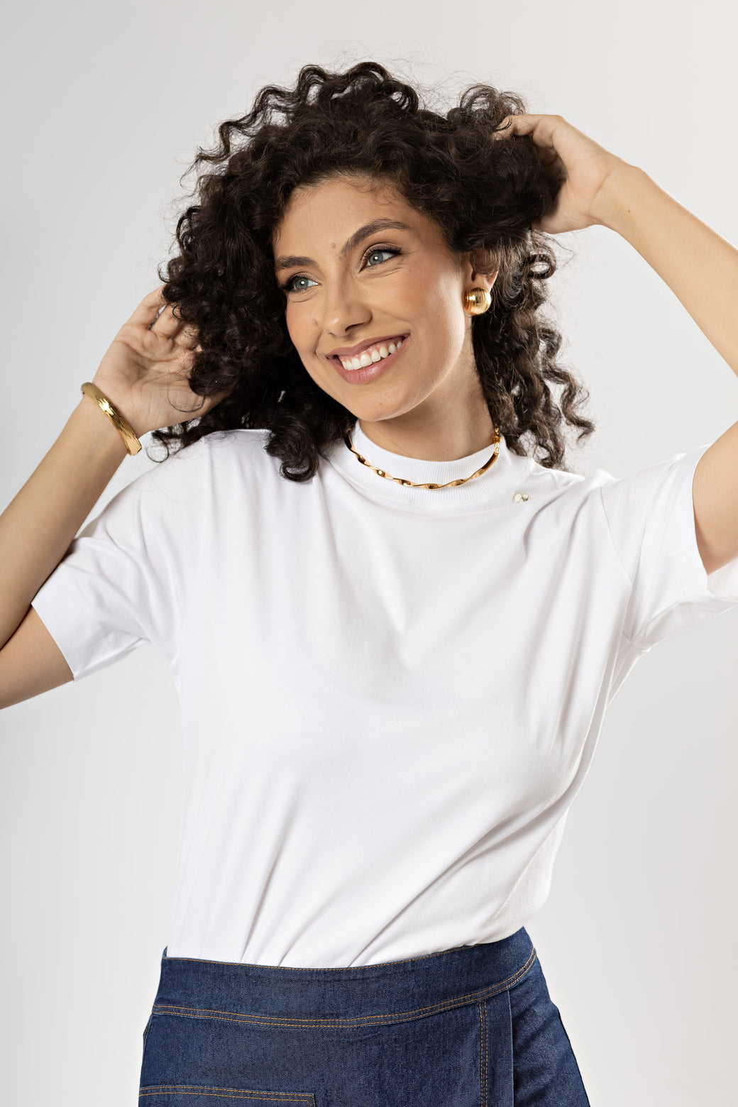 Camiseta Básica Easy Gola Alta Algodão Egípcio