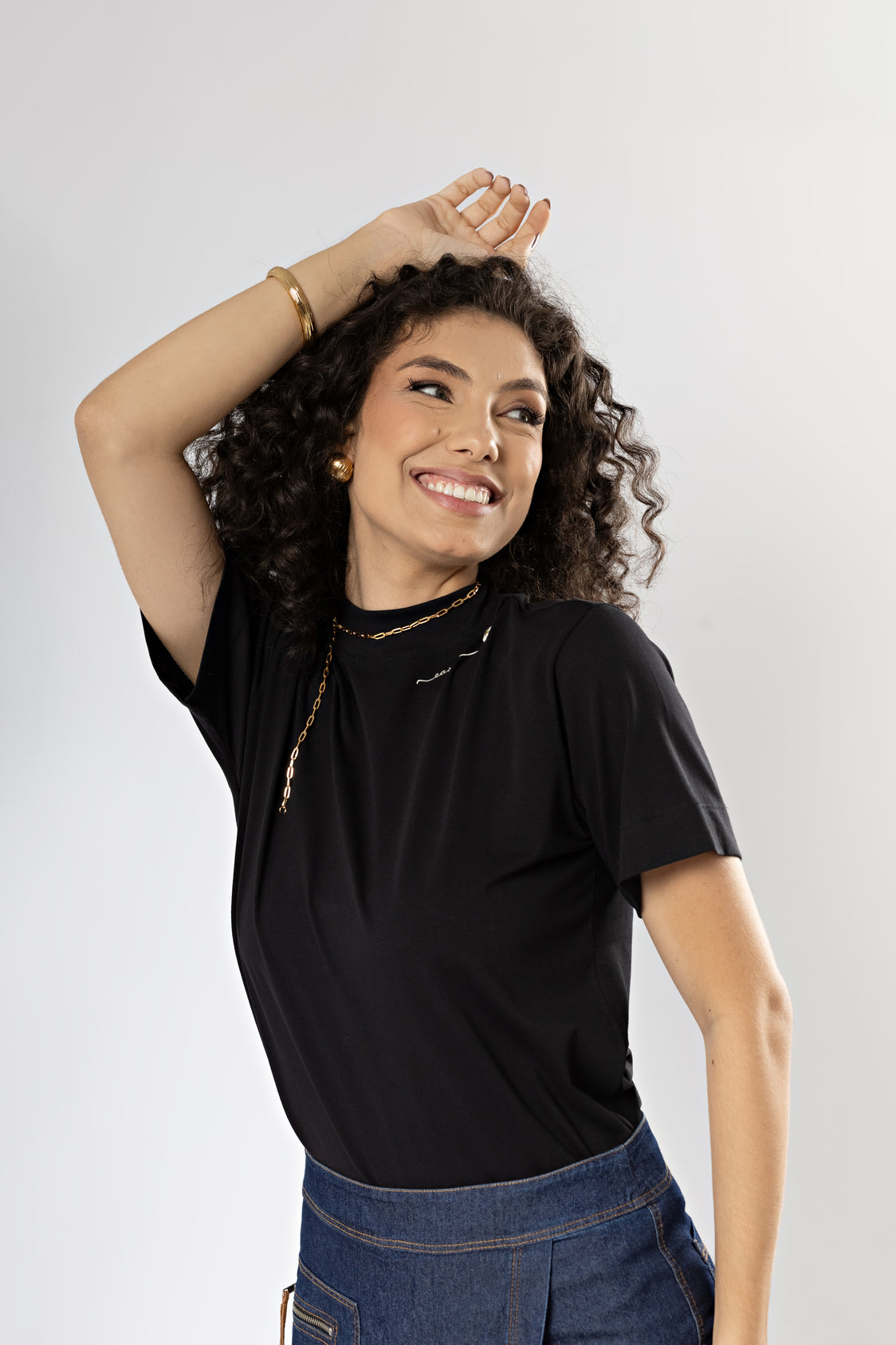 Camiseta Básica Easy Gola Alta Algodão Egípcio