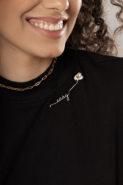 Camiseta Básica Easy Gola Alta Algodão Egípcio