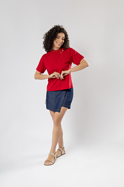 Camiseta Básica Easy Gola Alta Algodão Egípcio