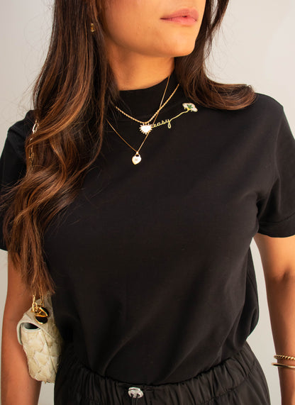 Camiseta Básica Easy Gola Alta Algodão Egípcio